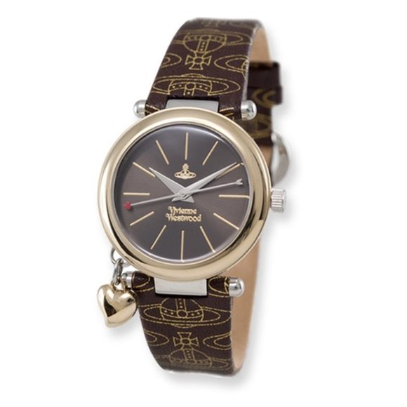 Ladies Vivienne Westwood Orb Brown Logo Strap Watch-NIB-No Longer available - Picture 1 of 2